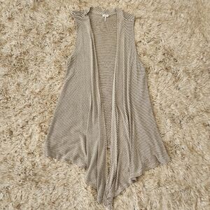 Splendid Sleeveless Cardigan Sweater‎ White With Navy Stripes Women's Size Small